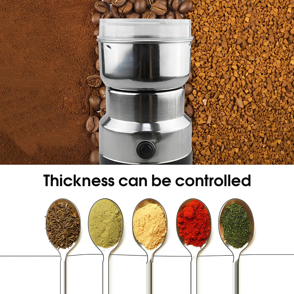 Electric Coffee Spice Pepper Grain Grinder 4-Blade Mini Portable 300ml Ultra-Fine Food Processor for Kitchen Home Brewing