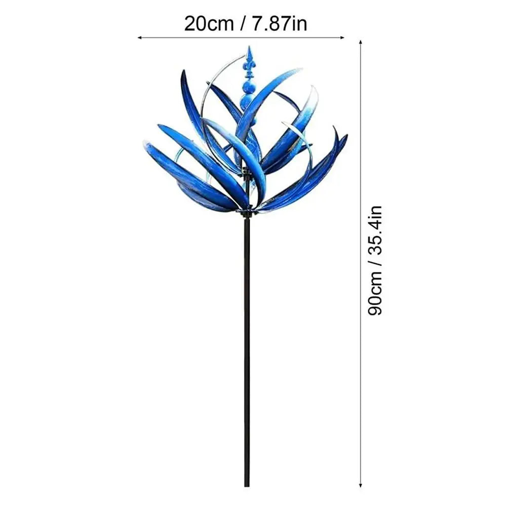 1/2pcs Harlow Wind Spinner Metal Windmill 3D Wind Powered Kinetic Sculpture Lawn Metal Wind Solar Spinners Yard for Garden Decor