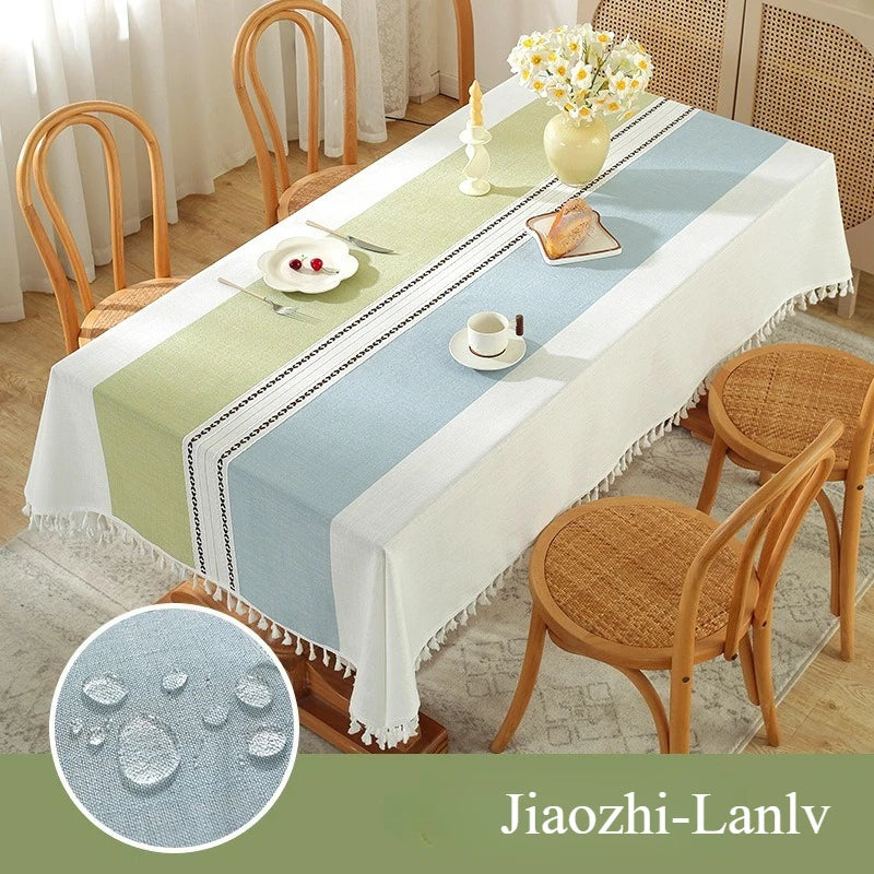 Cotton Blend Waterproof Tablecloth  Anti-oil Table Cover, Party Family Dinner Tablecloth for Kitchen Restaurant Wedding