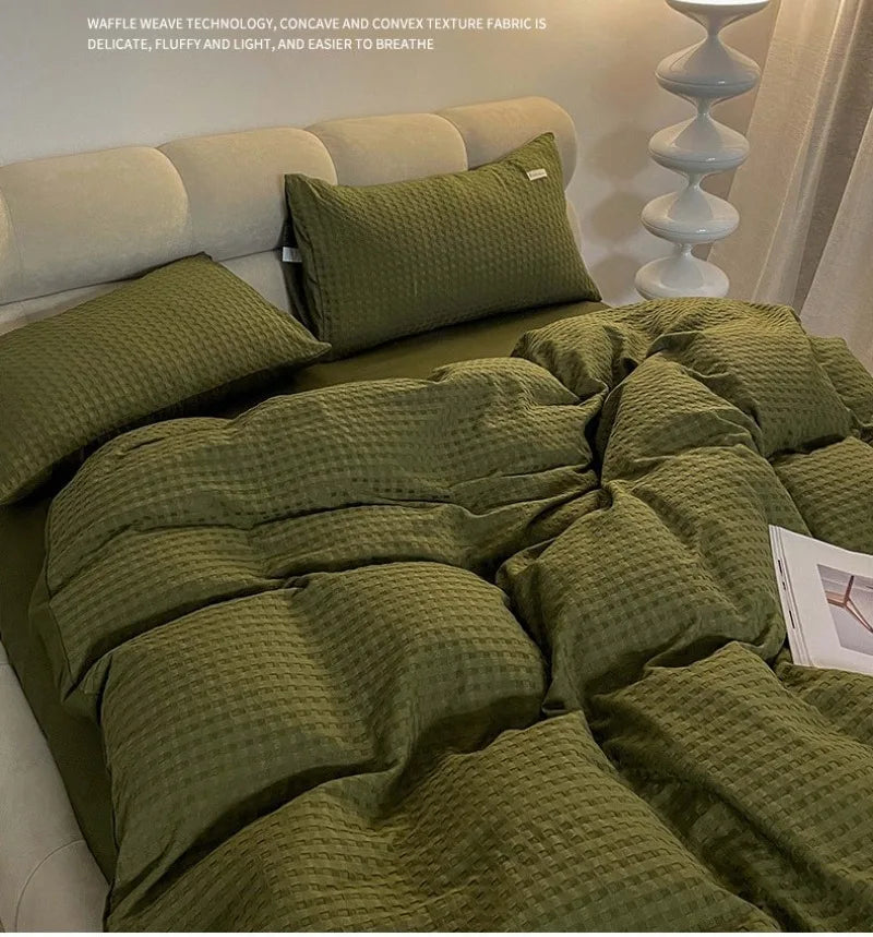 Solid color Duvet Cover set with Pillow Case Bed Sheet Olive Green Quilt Covers Boy Kid Teen Girl Bedding Linens Set King Queen