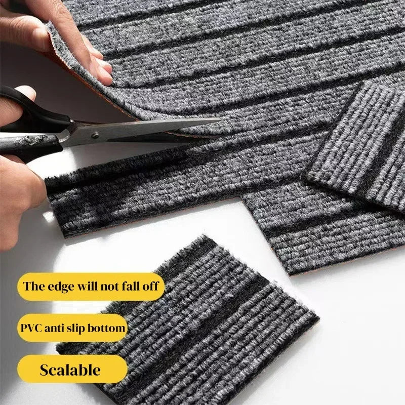 Shearable Striped Entrance Door Floor Mat PVC Anti-slip Dirt Resistant Kitchen Rugs Hallway Office Corridor Decoration Carpets