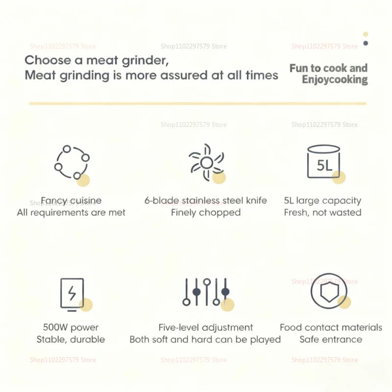 Electric Meat Grinder 304 Stainless Steel Food Processor Multi-Function Vegetable Mincer Baby Food Blender Kitchen Appliance