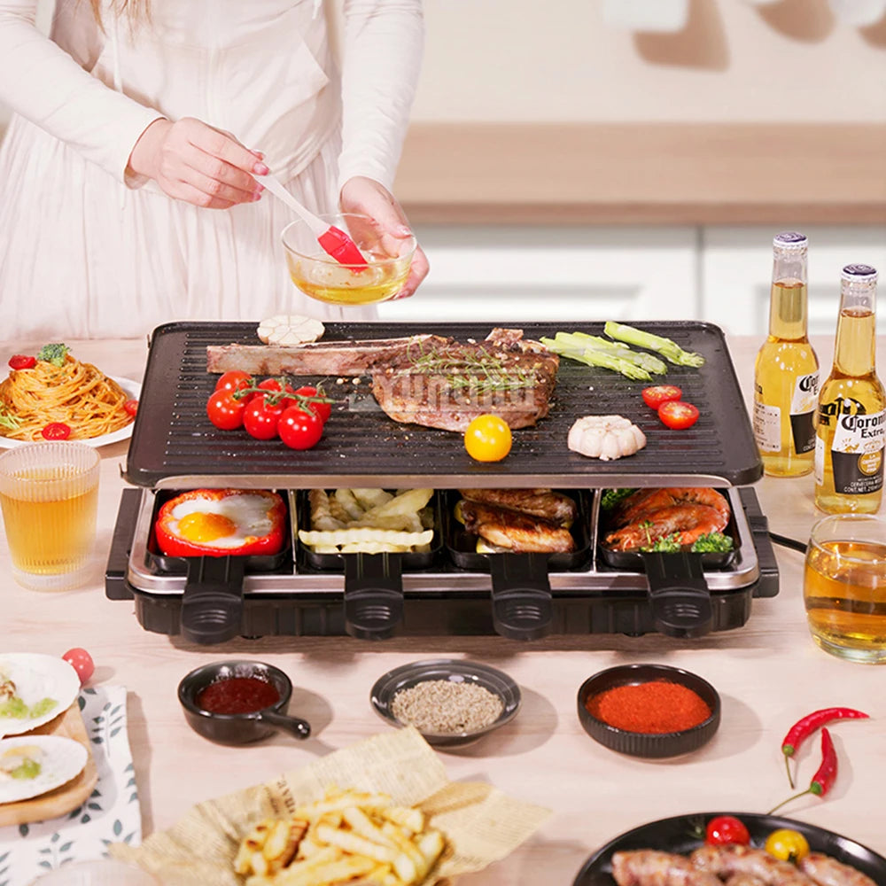 Double Layers Grill Household Electric Griddle Smokeless Non-stick Barbecue Pan Multifunctional Baking Pan