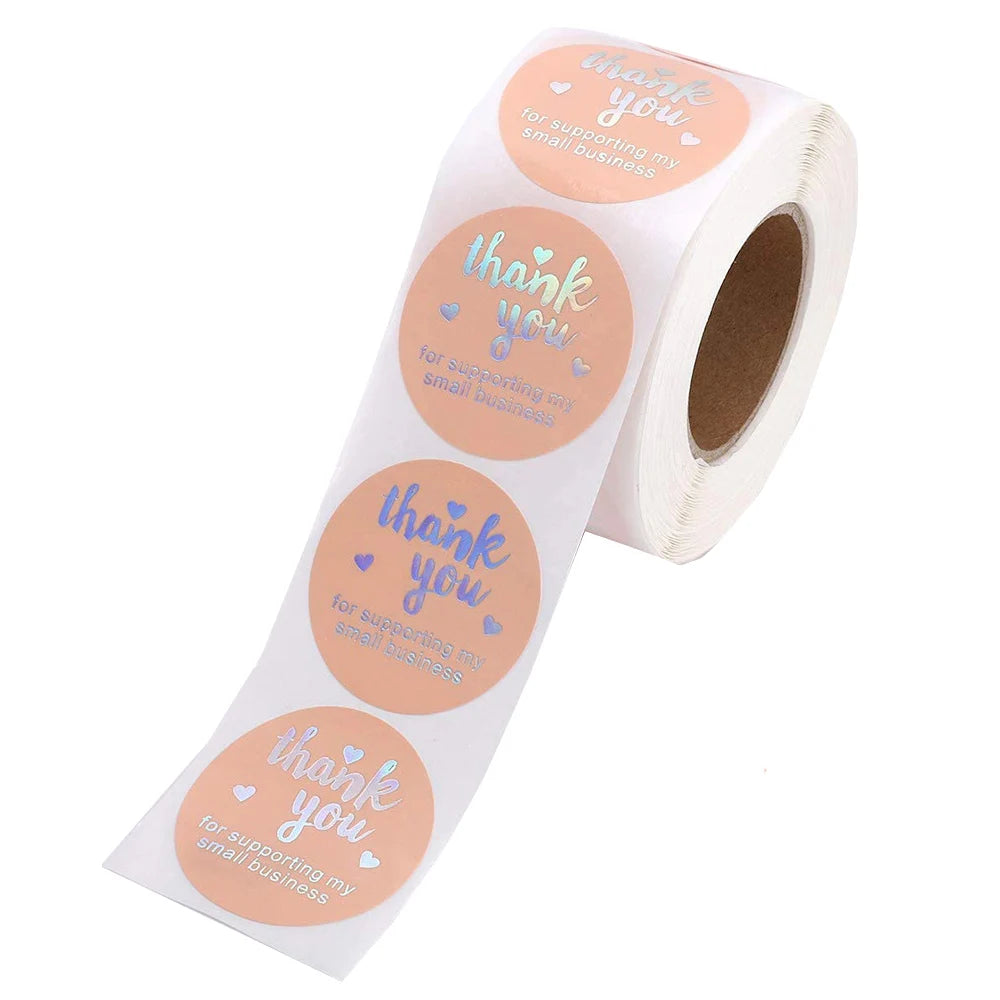 100-500pcs Thank You for Supporting My Small Business Stickers Thank You Stickers Labels Seals Kraft Pink Black Labels For Shop