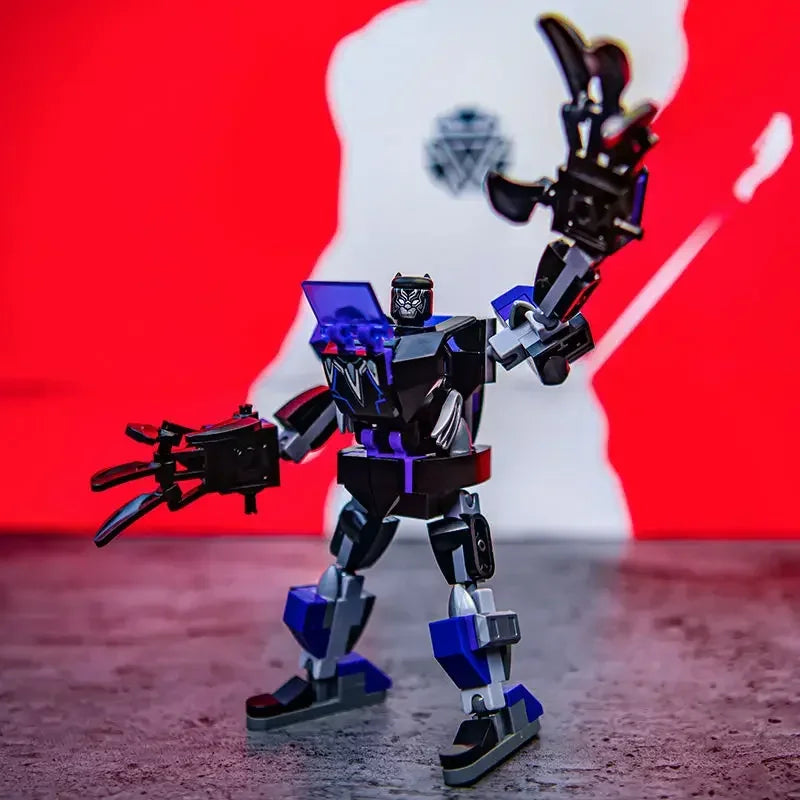 Marvel Captain America  Iron Man Venom Wolverine Thor Black Panther Thanos Doll Mecha Man Doll Building Block Assembly Toy Model