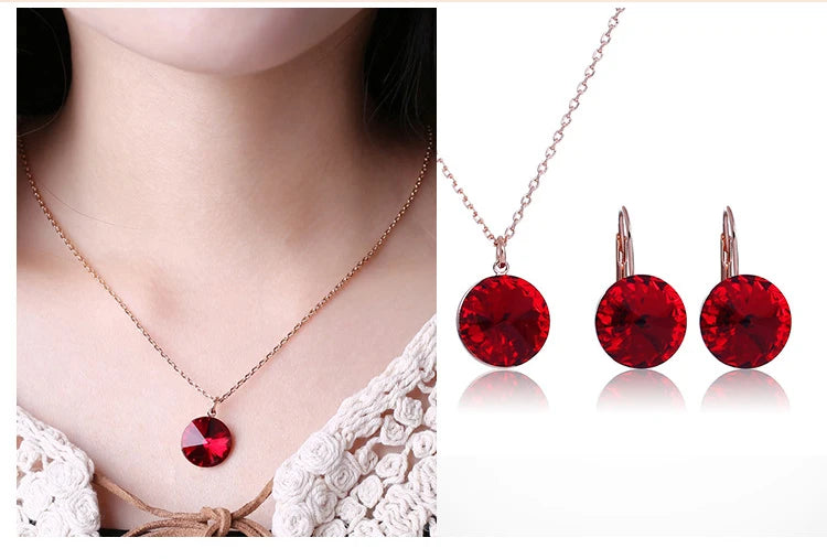 Silver Color Bella Jewelry Sets Crystals from Austria Pendant Necklace Drop Earrings for Women Party Wedding Evening Accessories