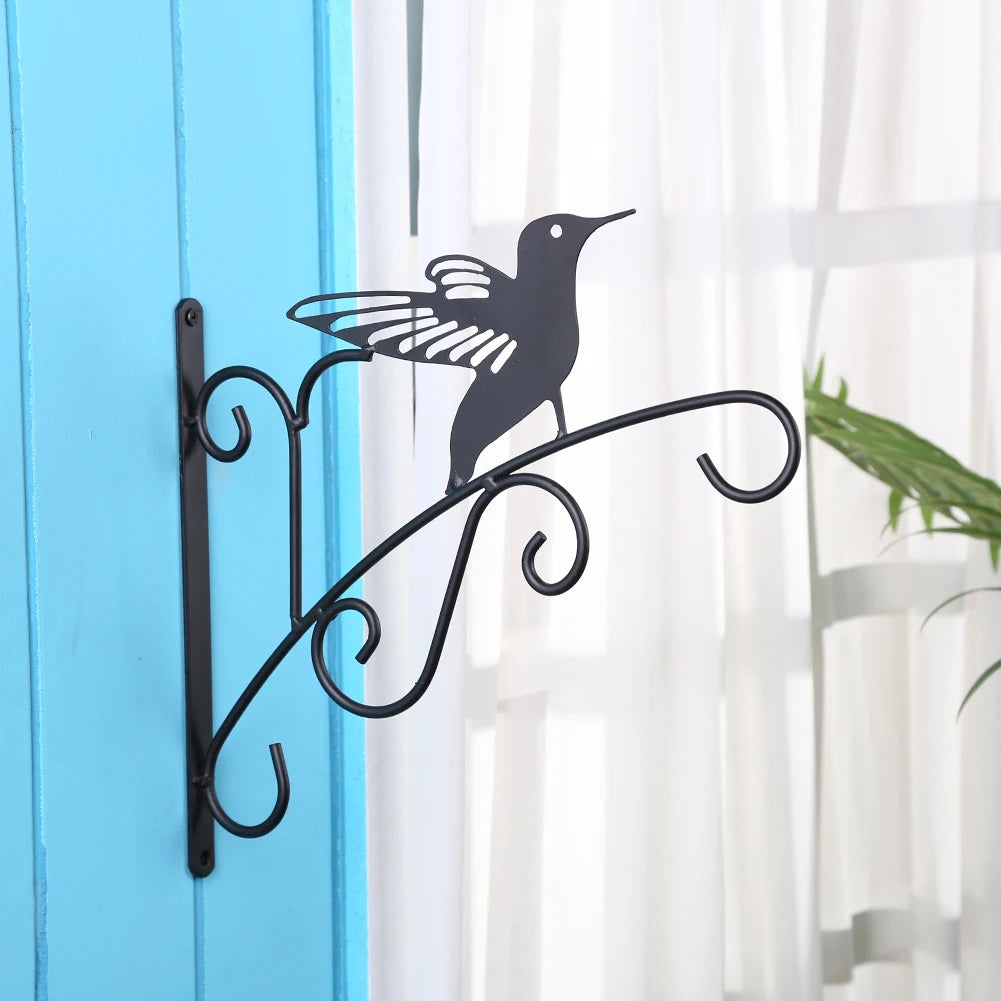 11.8inch Hanging Plant Bracket Iron Decorative Wall Hanger Hooks Black Iron Plant Hanger Bracket for Flower Baskets Wind Chimes