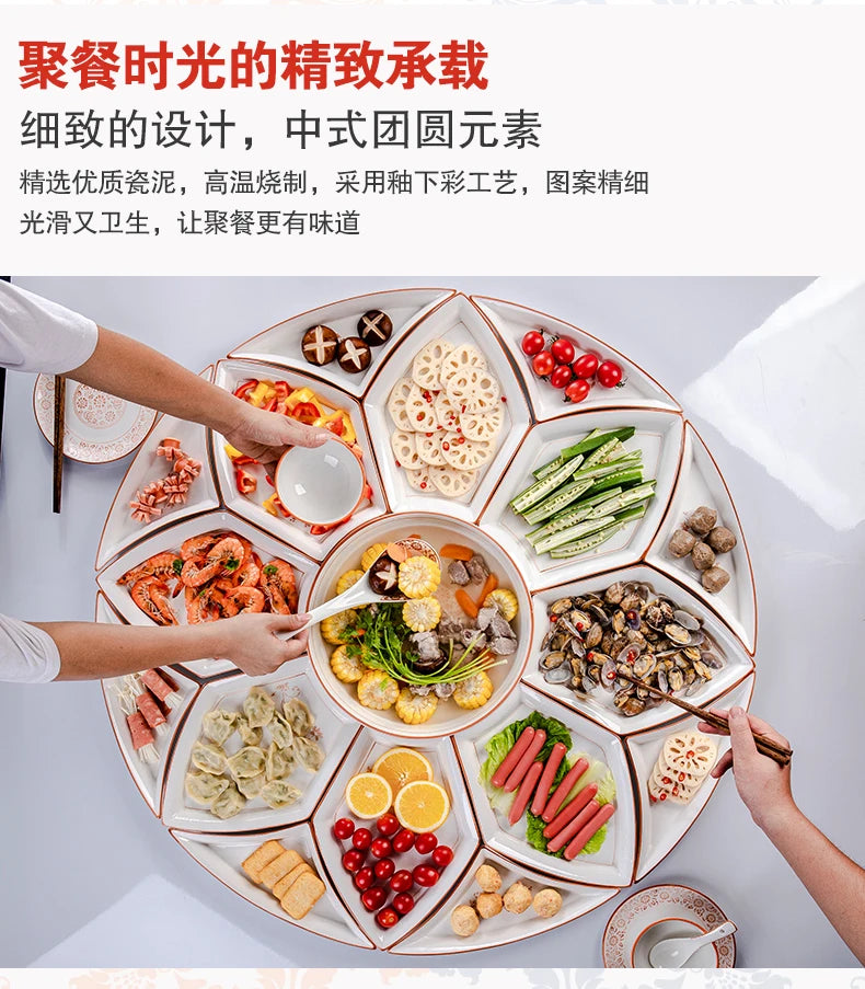 Vintage Ceramic Plate Set Microwaveable Dining Bowls Home Dinnerware Plates Set Dishes Full Tableware Pratos De Jantar Dishes