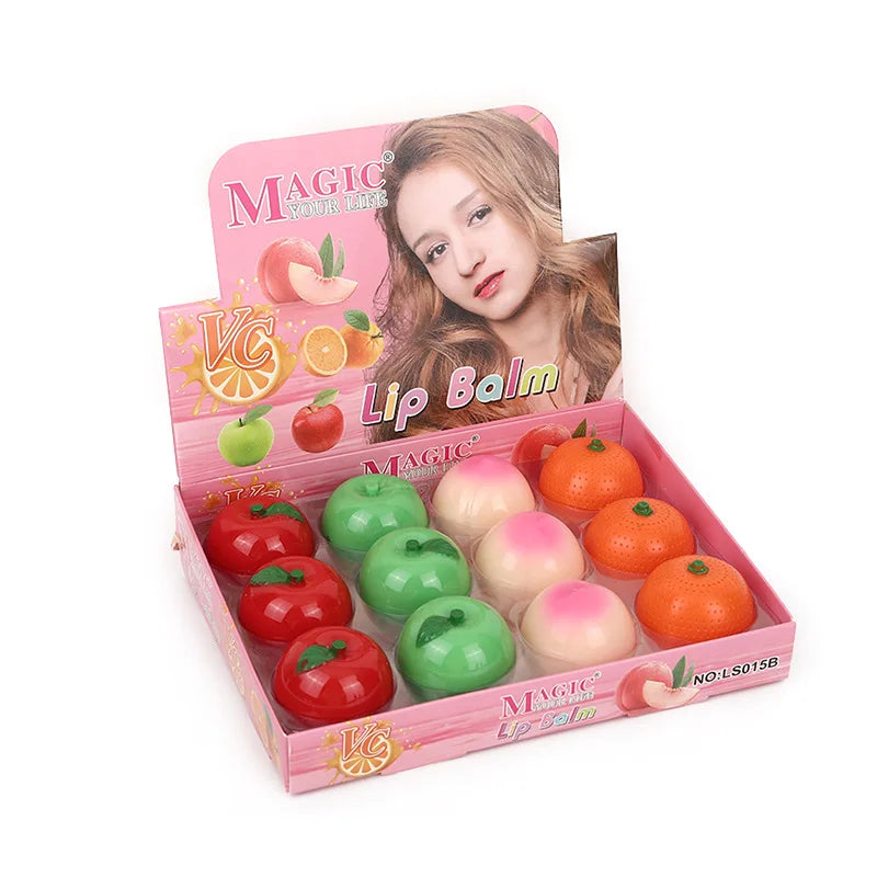 24Pcs Strawberry Peach Tomato Fruit Lip Balm Natural Formula Hydrating Repair Clear Lip Balm Moisturizing For Girls Lips Care