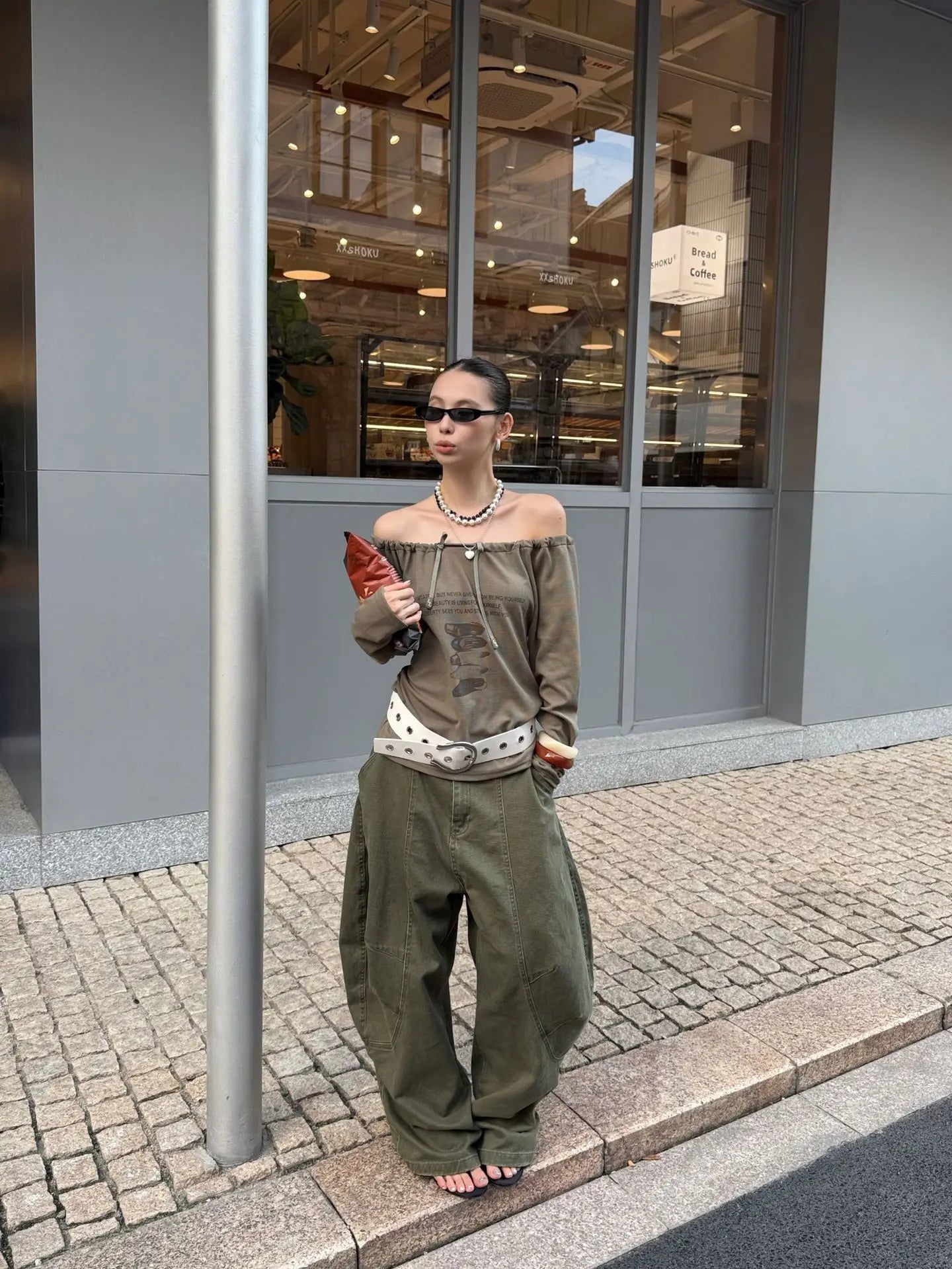 DEAT Fashion Splicing Silhouette Curved Jeans Women's High Waist Loose Wide Leg Denim Pants Autumn New 7A1005