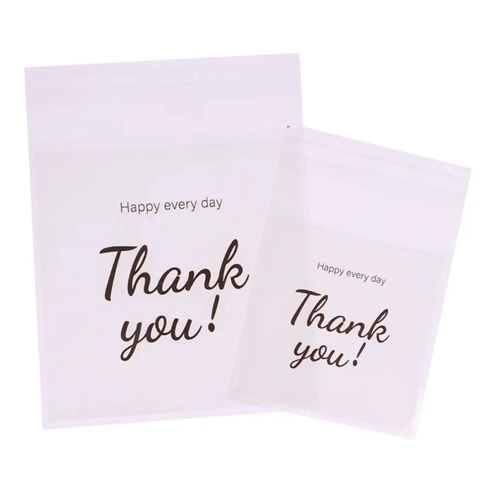 100Pcs Plastic Candy Gift Bags Thank you Party Decor Sandwich Bread Packaging Bags Transparent OPP Self Adhesive Pouch