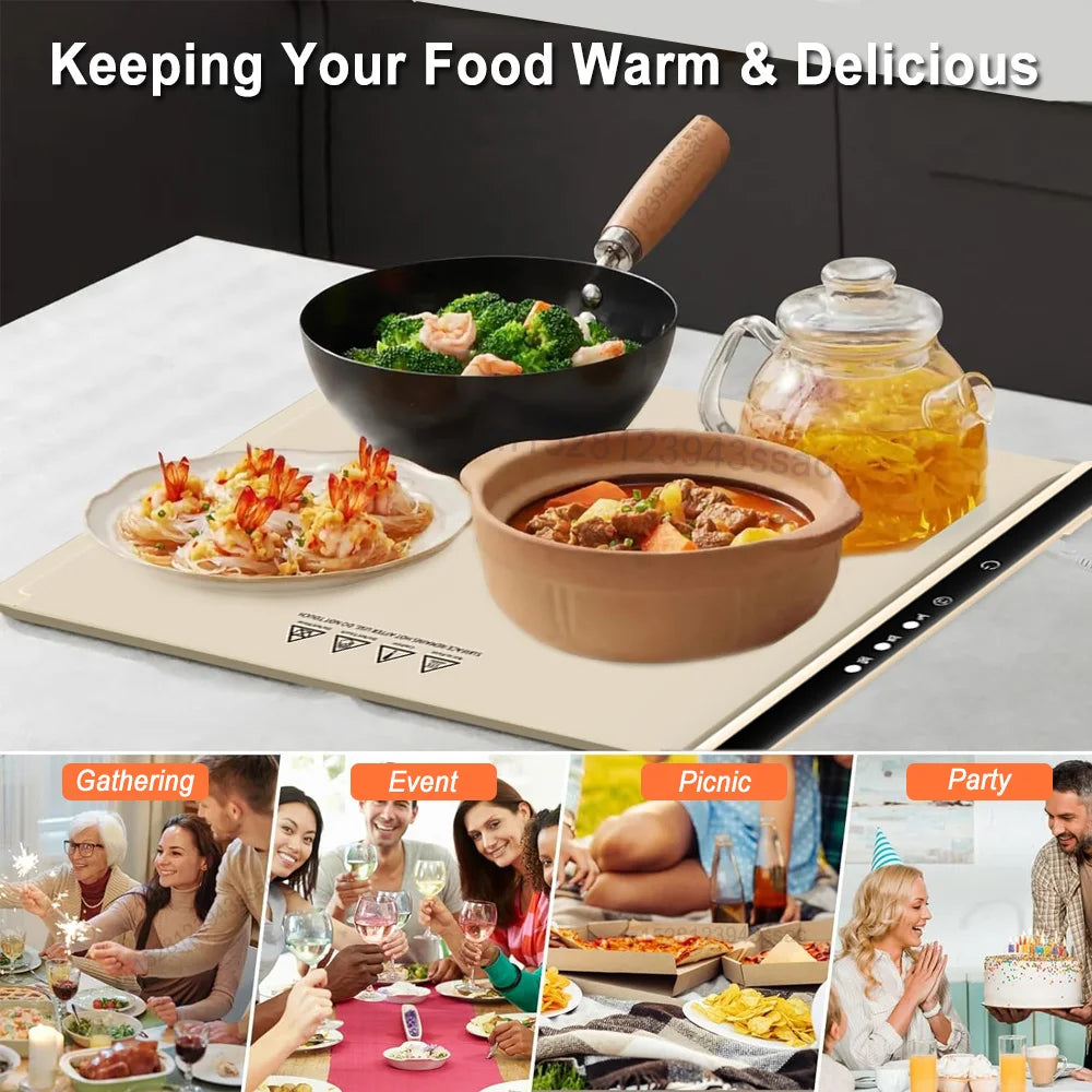 Food Warmer Electric Warming Tray Foldable Food Warmer Plate Fast Heating Electric Food  Warming Pad Portable Food Warming Mat