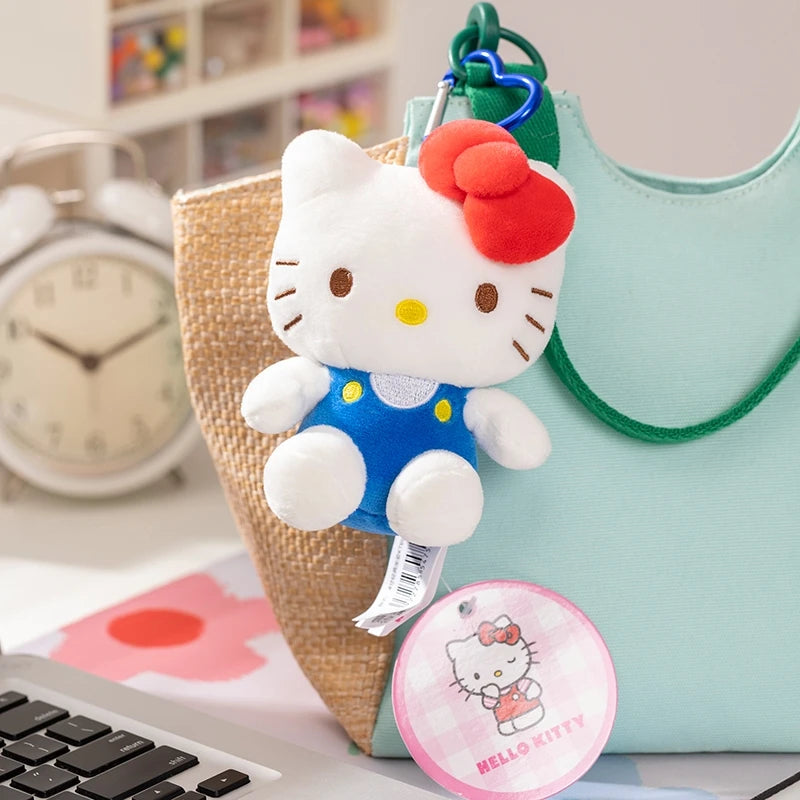 Genuine Sanrio Hello Kitty Cute Girl Keychain Car School bag Pendant Kids Plush Toys Keyring Plushier Birthday Thanksgiving Gift