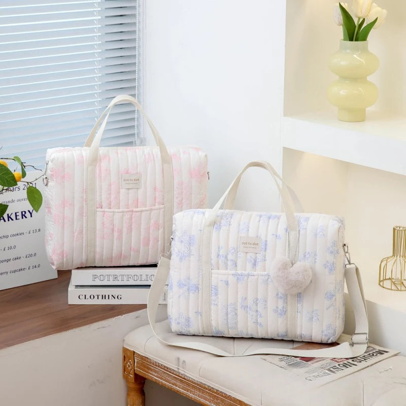 Large Capacity Mommy Bag Travel Tote Bag for Women Baby Diaper Bag Floral Print Multifunctional Crossbody Bag