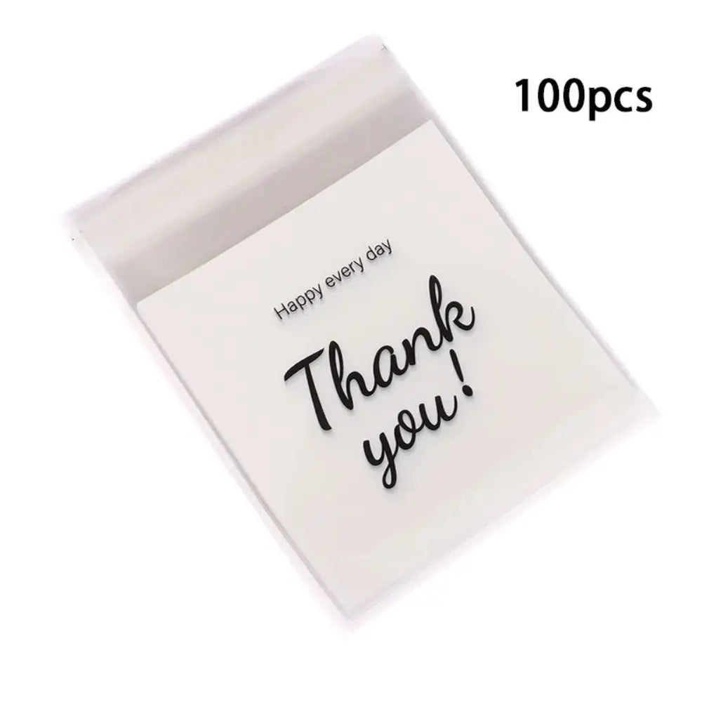 100Pcs Plastic Candy Gift Bags Thank you Party Decor Sandwich Bread Packaging Bags Transparent OPP Self Adhesive Pouch