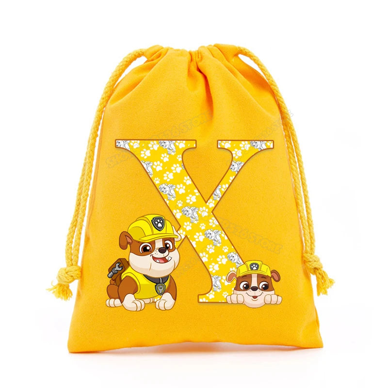 Paw Patrols Drawstring Storage Bag Rubble A-Z Letter Candy Gift Package Cartoon Key Pouch  Earphone Data Cable Dustproof Sacks