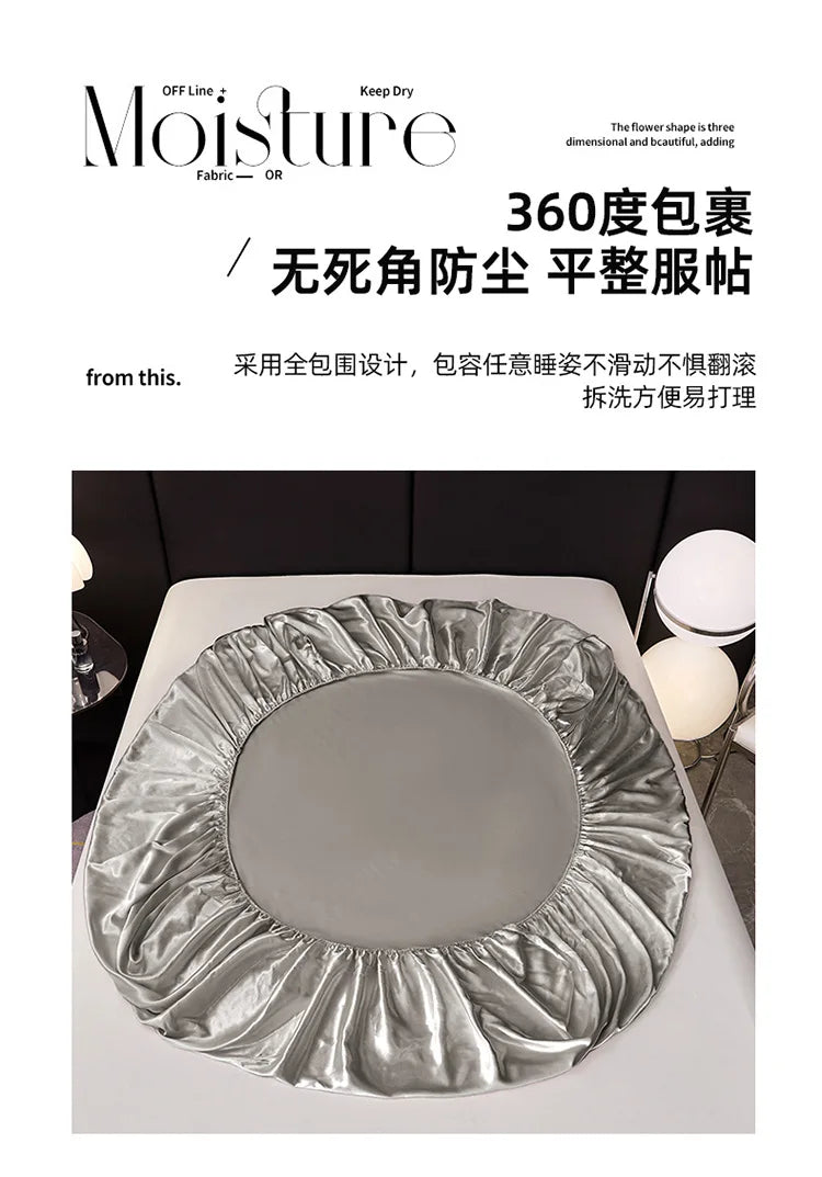 2025 new machine washable ice silk fitted sheet solid color cool silk mattress protective cover single piece no pillowcase