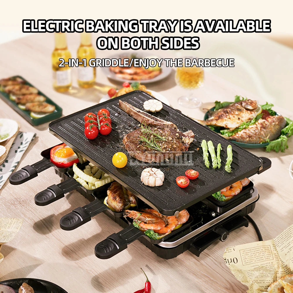 Double Layers Grill Household Electric Griddle Smokeless Non-stick Barbecue Pan Multifunctional Baking Pan