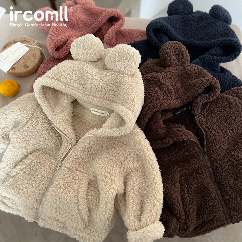 Ircomll New Children Outerwear Baby Long Sleeve Plus Velvet Thick Coat Infant Girl Casual Jacket Toddler Boy Warm Fleece Tops