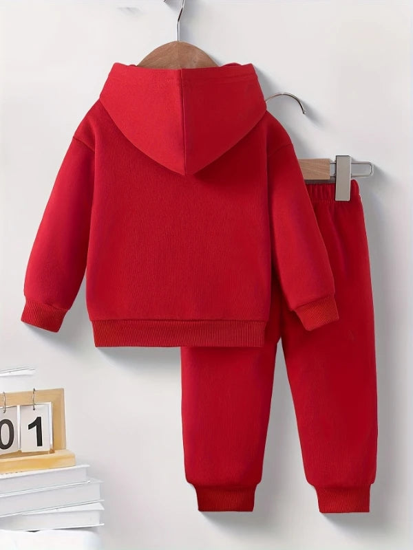 Spring Autumn Baby Boy Dinosaur Print Fleece Hoodie And Pants Two-Piece Casual Set Long Sleeve Thermal Outfit for Toddlers