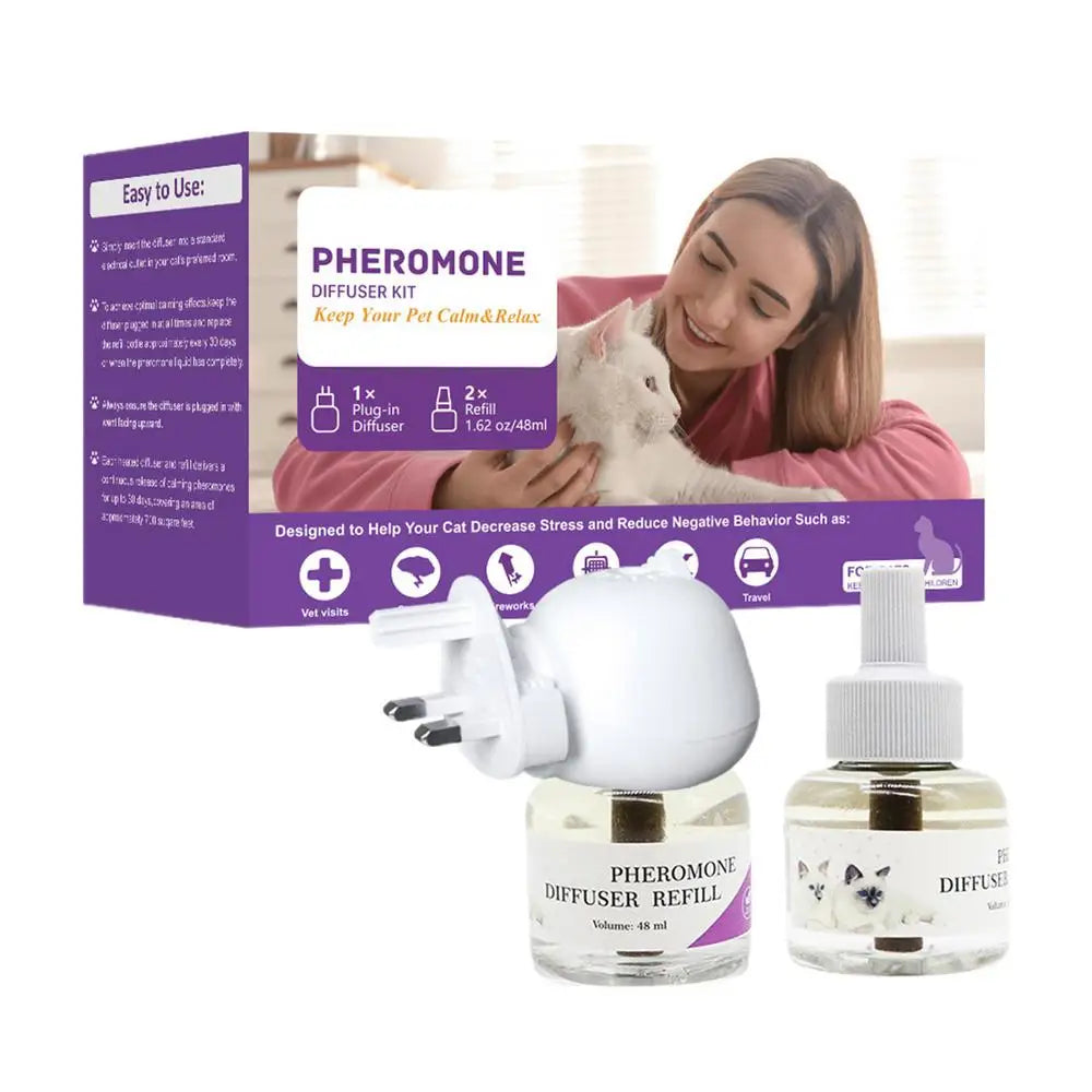 Pet Pheromone Diffuser To Calm Cats Long-Lasting Cat Pheromone Diffuser Quiet Comfort Supplies Stress Plug For Travel Kitten