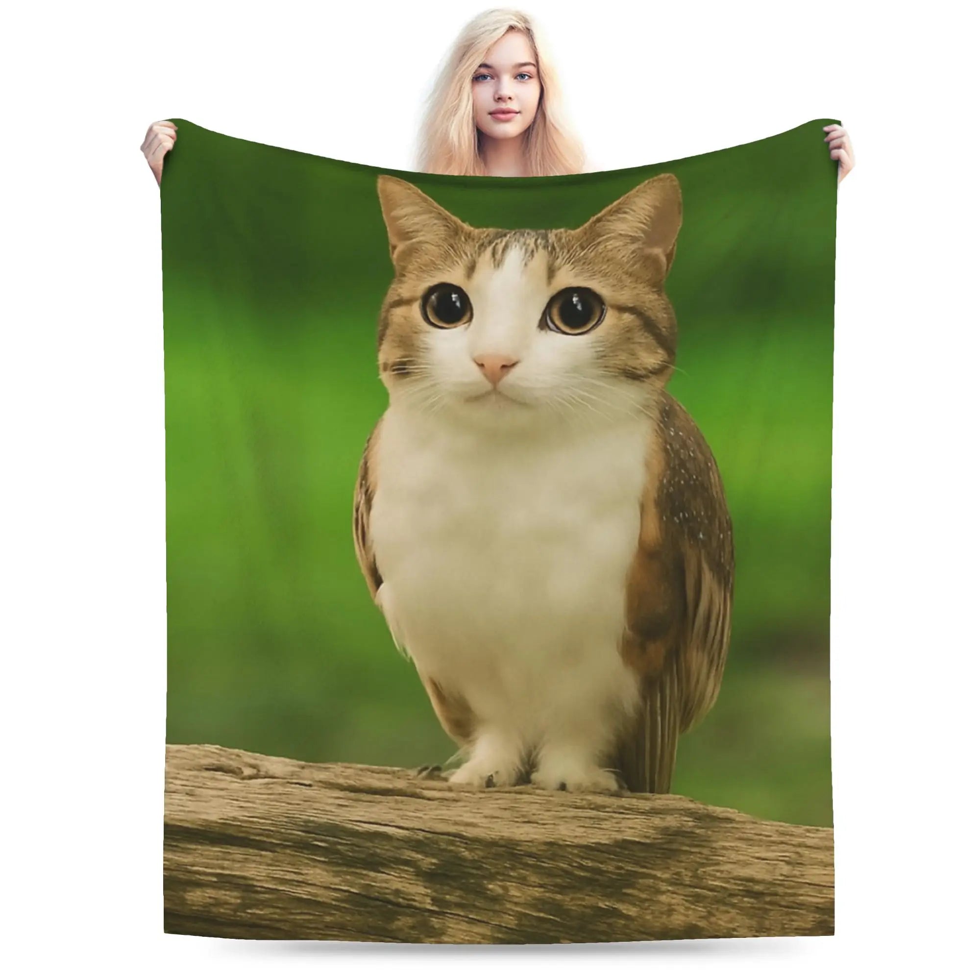 Meowl Cat Owl Funny Internet Trendy Meme Blankets Velvet Multifunction Lightweight Throw Blanket for Sofa Bedroom Bedspreads
