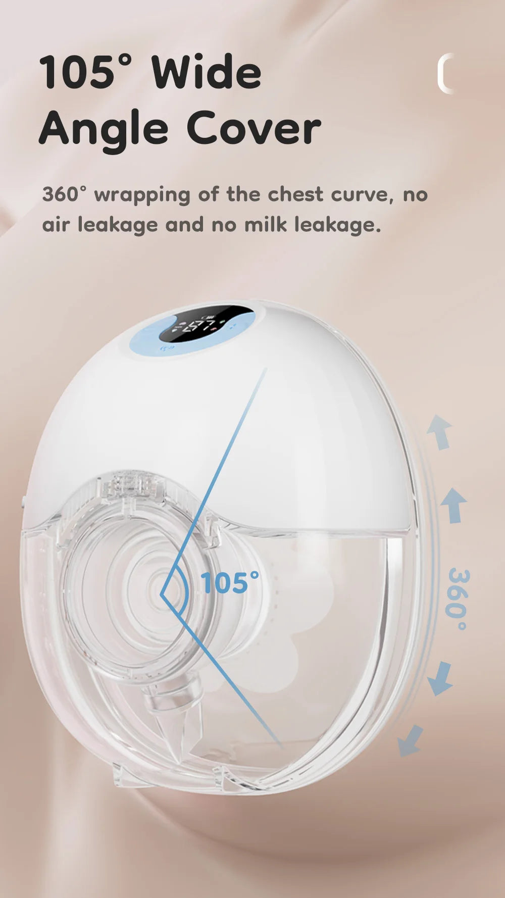 Wearable Electric Breast Pump 4 Modes 36 Suction Levels Hands-Free Milk Collector with 19/24mm Flange for Comfortable Feeding