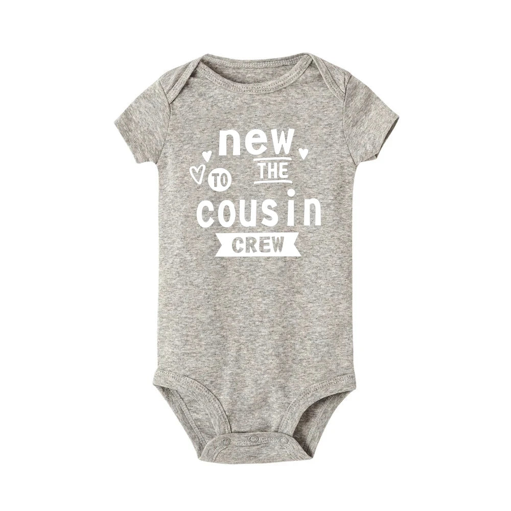 New To The Cousin Crew Print Newborn Bodysuit Baby Boy Girl Short Sleeve Romper Summer Baby Toddler Clothes Infant Shower Gifts