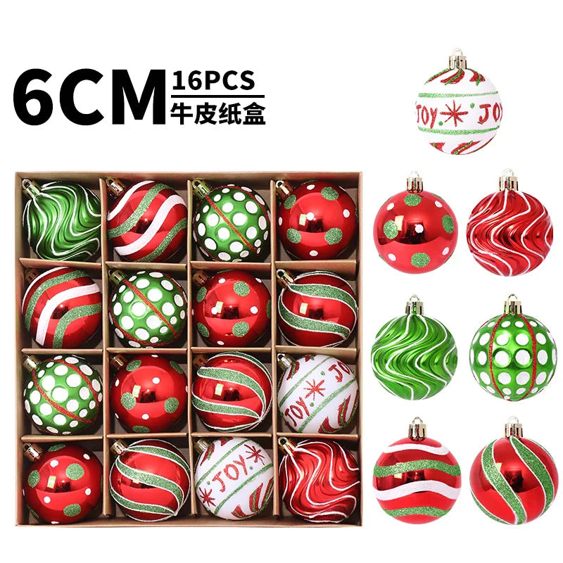 New Hot Christmas Decorations 16-Piece Grinch-Themed Painted Ornament Set Christmas Tree Decorations & Hanging Drop Ornaments