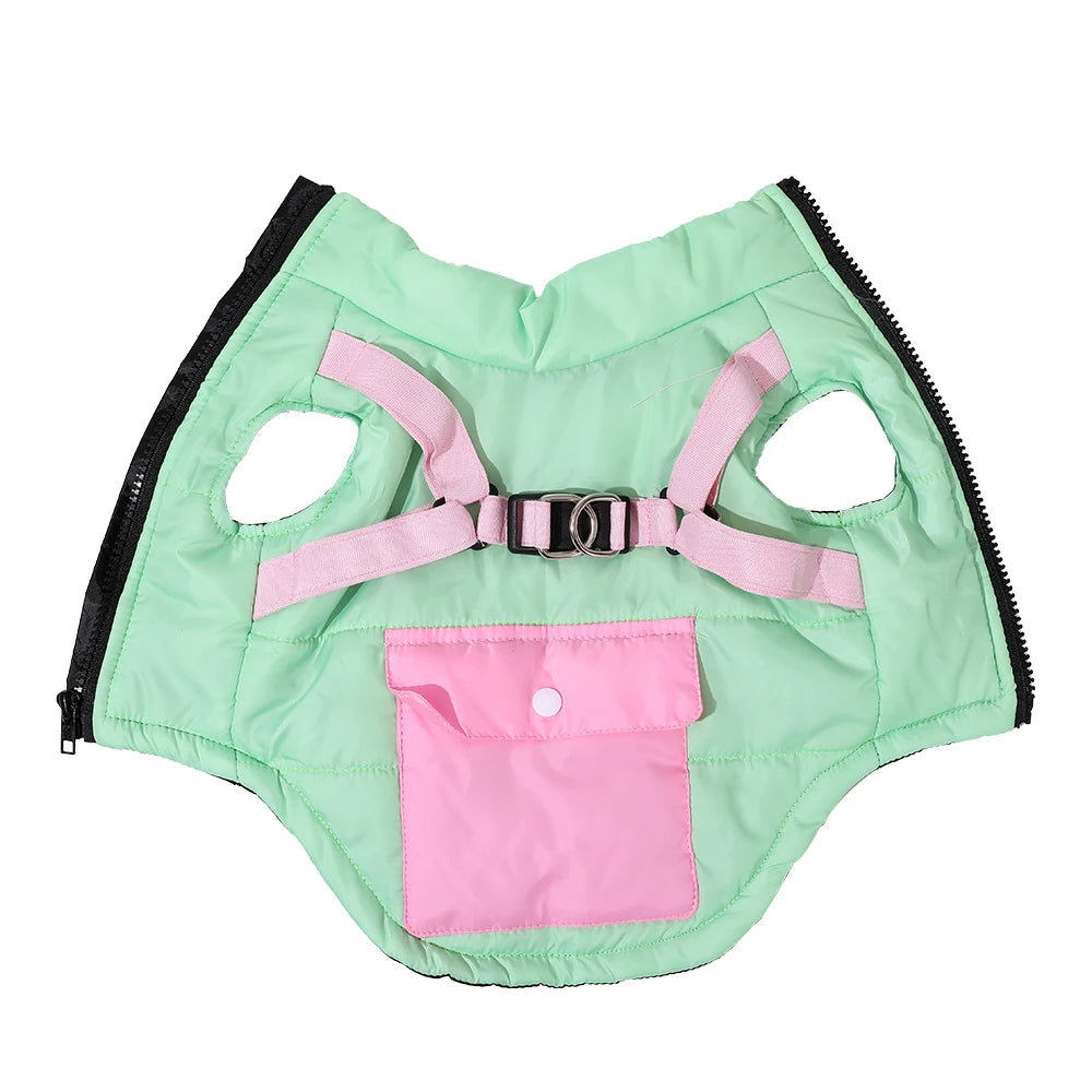 Warm Dog Coat For Autumn Winter Windproof Dogs Jacket With Harness Outdoor Waterproof Puppy Jacket For Small Medium Dogs Bulldog