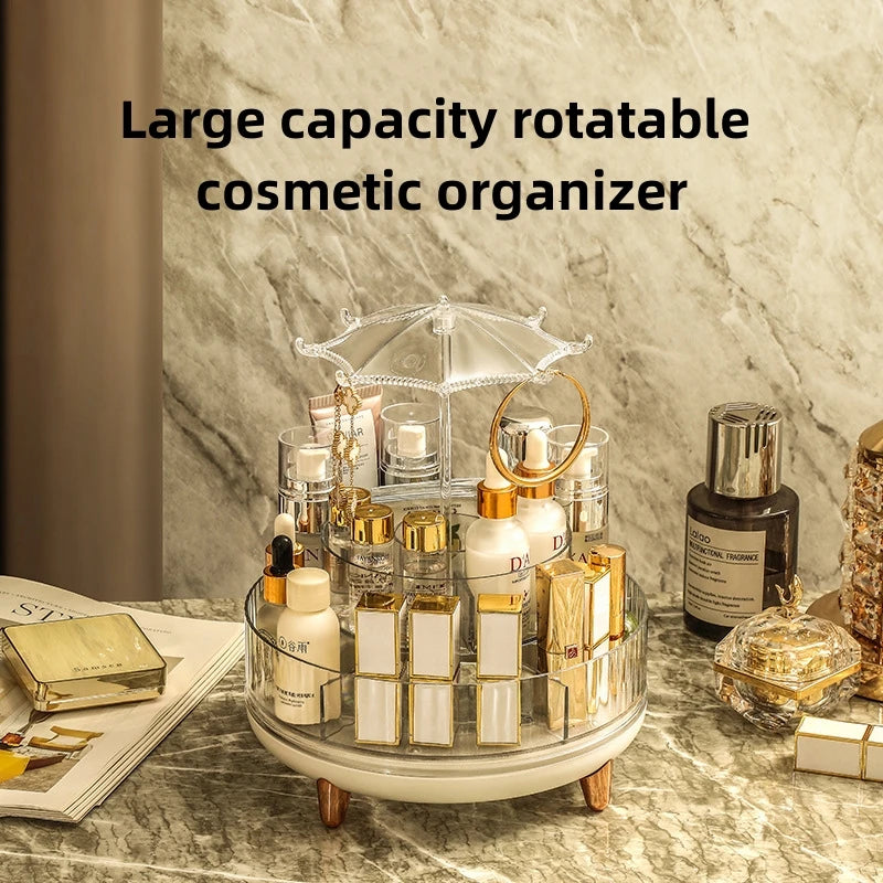 New Rotatable Cosmetic Organizer Storage Box Acrylic Transparent Skin Care and Make Up Desktop Organizers Cosmetic Storage