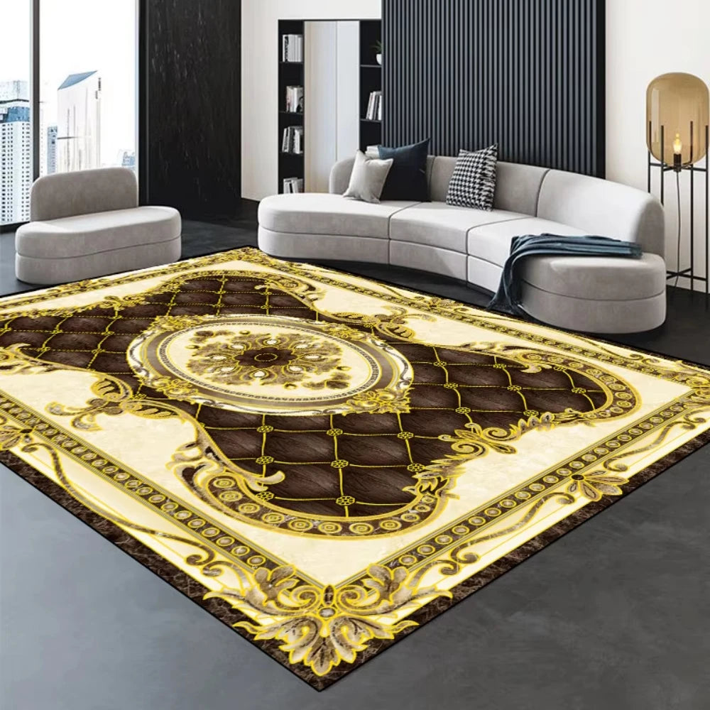 Modern Golden Luxury geometric abstract Carpet Living Room Decor Sofa Rug Bedside Soft Area Rug Balcony Coffee Table Floor Mat