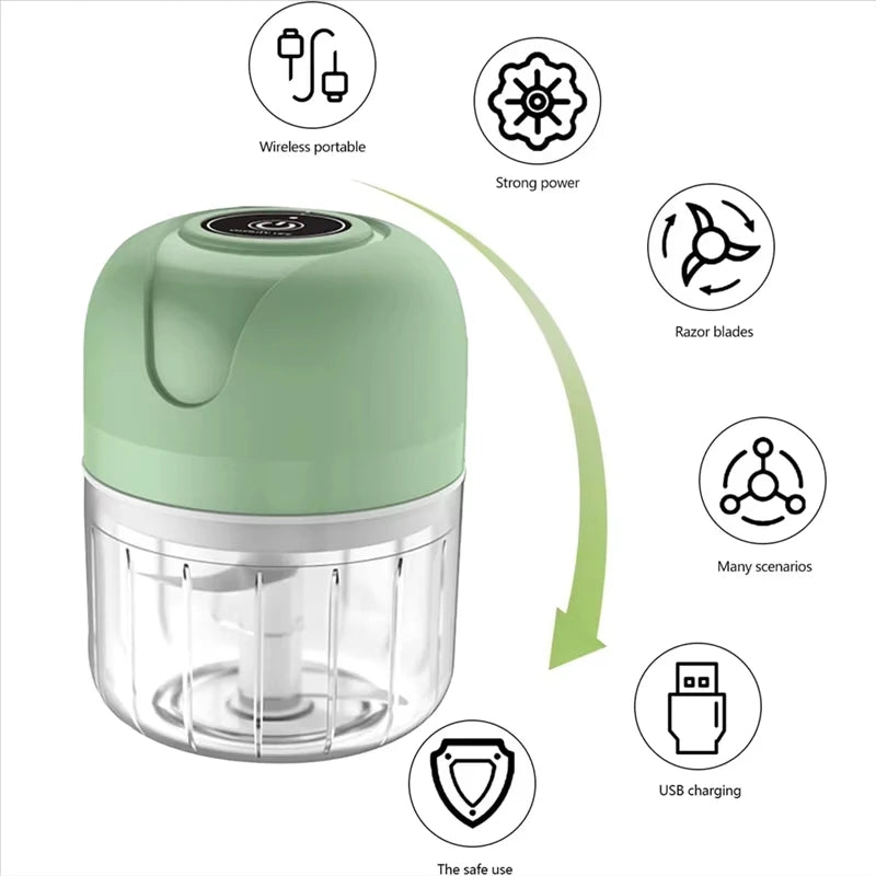 Electric garlic grinder USB garlic puree machine 250ML meat grinder kitchen vegetable grinder food chopper blender
