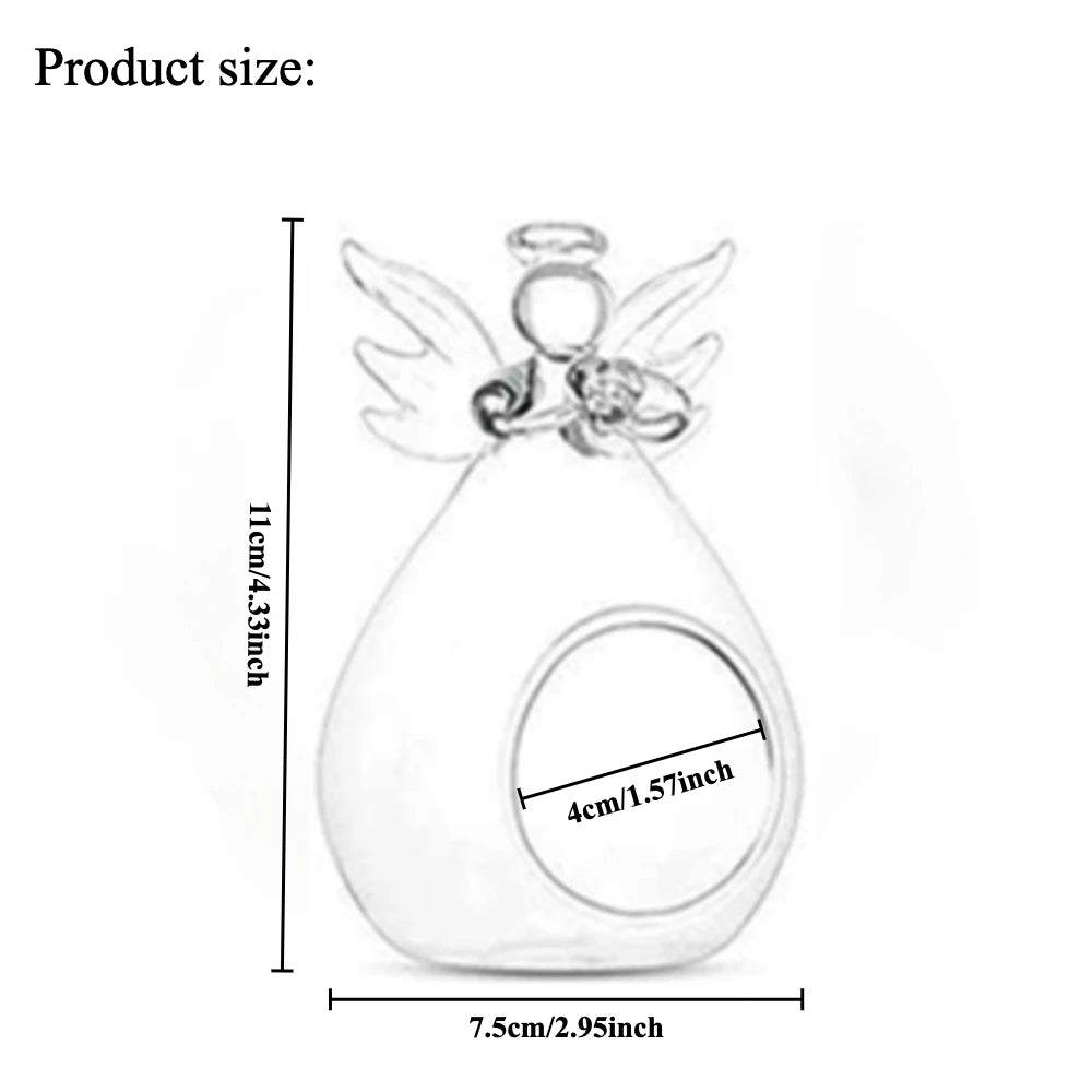 6/12 قطعة من حاملات الشموع الزجاجية الكريستالية اللطيفة على شكل ملاك لطاولة حفلات عيد الميلاد وعيد الشكر والنباتات الهوائية