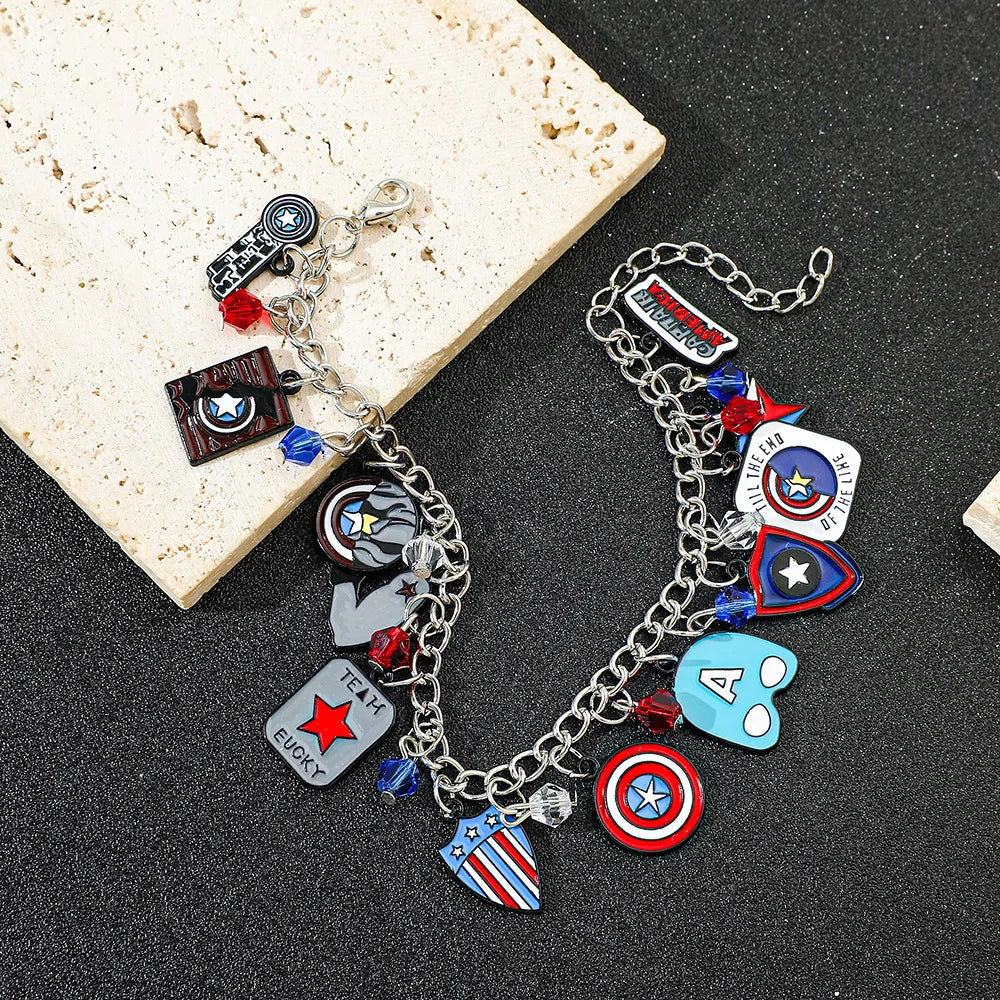 Marvel Superhero Series Personalized Fashion DIY Metal Enamel Bracelet Creative Men's and Women Jewelry Gifts Suitable for Fans