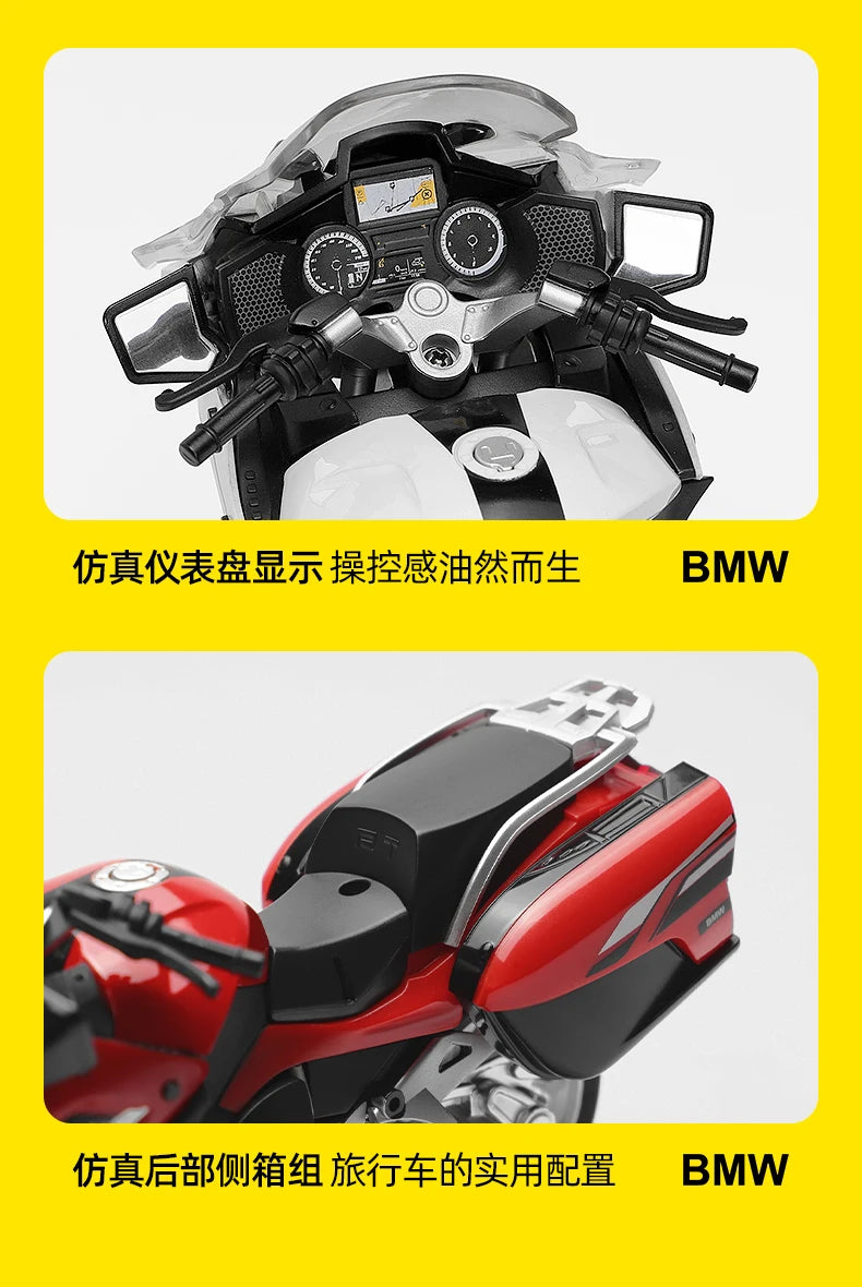 MSZ CCA 1:12 BMW R1250RT with base alloy die-cast car motorcycle model, toy gift giving, die-cast static motorcycle model