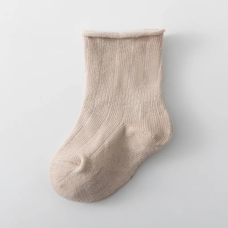 New 3pairs/lot All Season Infant Girls Socks Loose Mouth Breathable Solid Color Baby Girls Socks 100% Cotton  Children Sock Kit