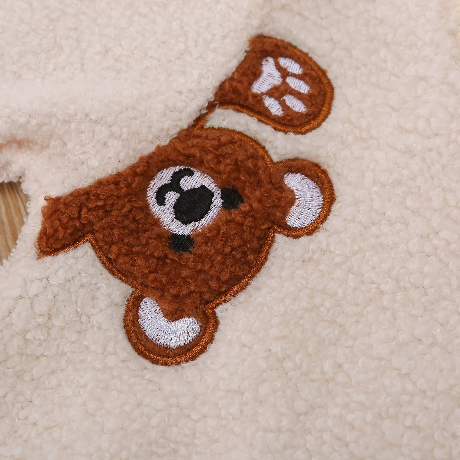 Baby Bear Embroidered Plush Onesie for Autumn Winter Comfortable Cotton Romper Suit for Infants And Toddlers