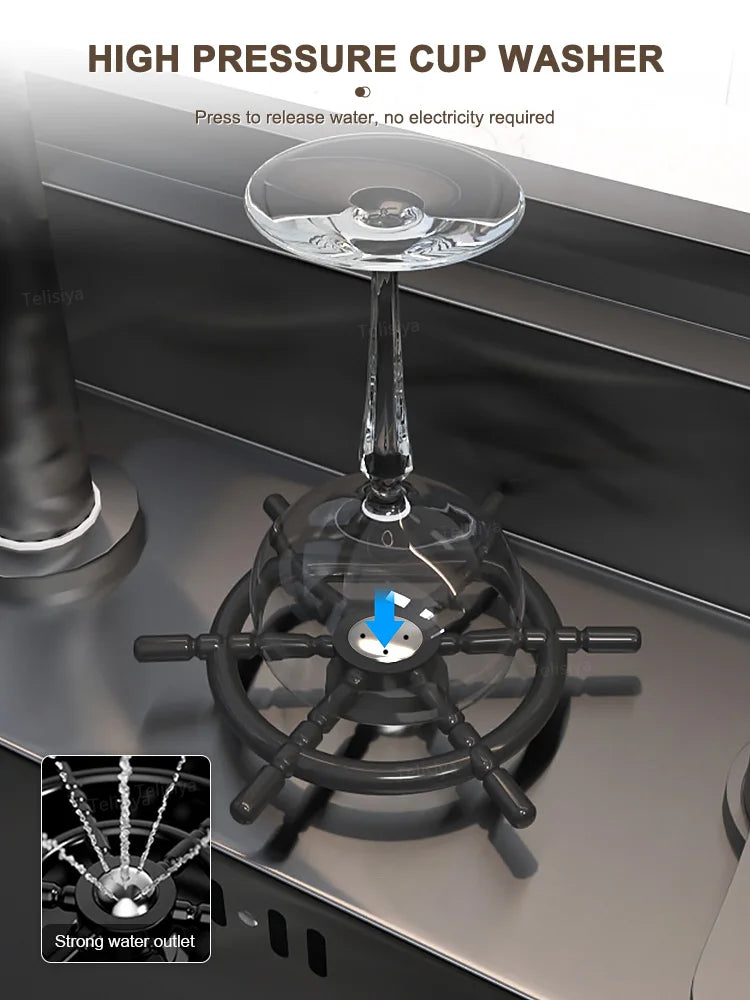 Hidden Sinks Stainless Steel Kitchen Sink Bar Small Single Slot With Lid Wash Basin Balcony Garden Campervan