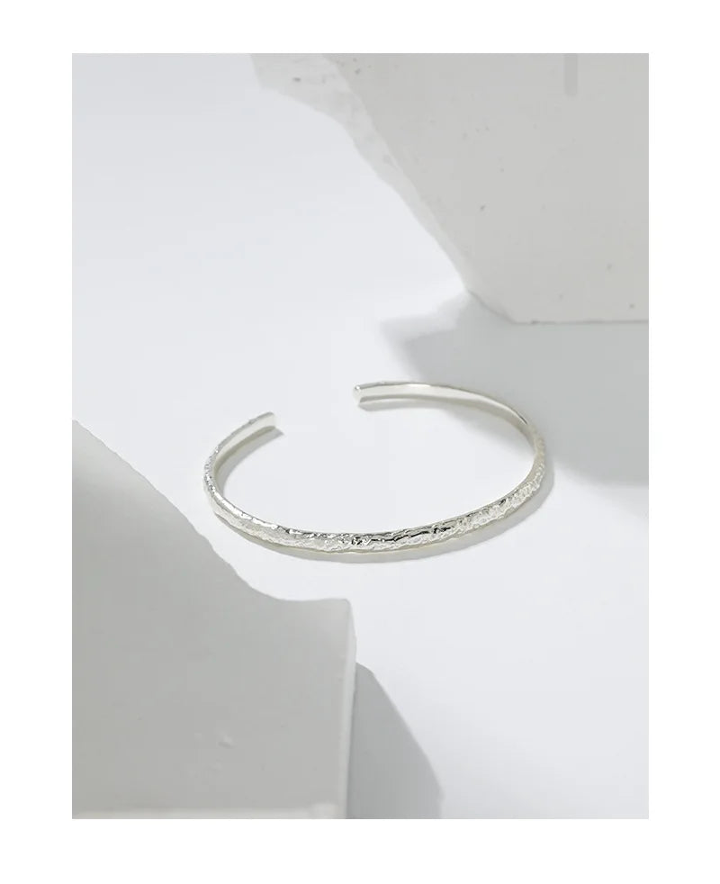 SHANICE 100% S925 sterling silver Tin Foil texture Open Bracelet&Bangles For Women Men Fashion Charm Jewelry Wholesale