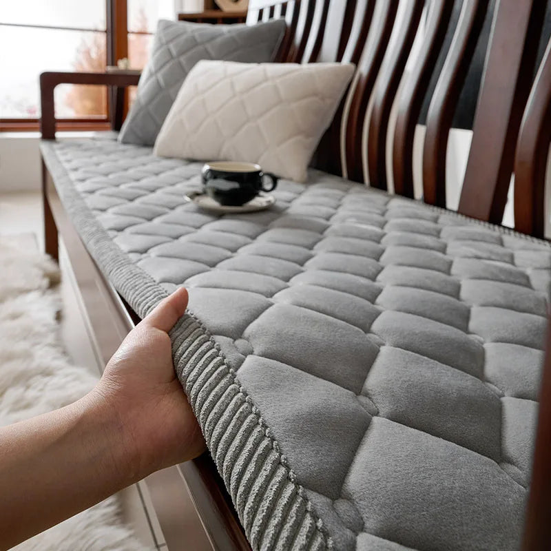 Velvet Solid Wood Sofa Cover Four Season Universal Solid Color Non-Slip Sofa Cushion Sofa Towel Home For Living Room Decoration