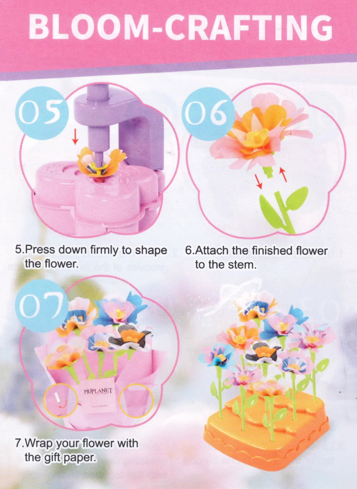 DIY Fabric Flower Bouquets Toys, Flower Bouquets Toy for Girls DIY Flower Make Making Craft Kit Educational Kids Gifts