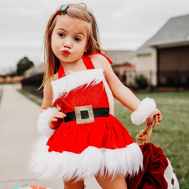 Toddler Baby Girls Christmas Dress Santa Claus Xmas Suit Baby Girl Christmas Outfit Princess Tulle Dresses