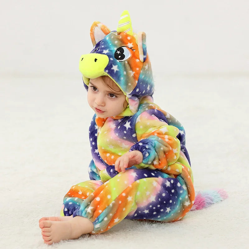 Winter Baby Rompers Baby Pijamas Halloween Ghost Bat Shark Deer Animal Cartoon Hooded Jumpsuits Cosplay Costume Boys Girl Pajama