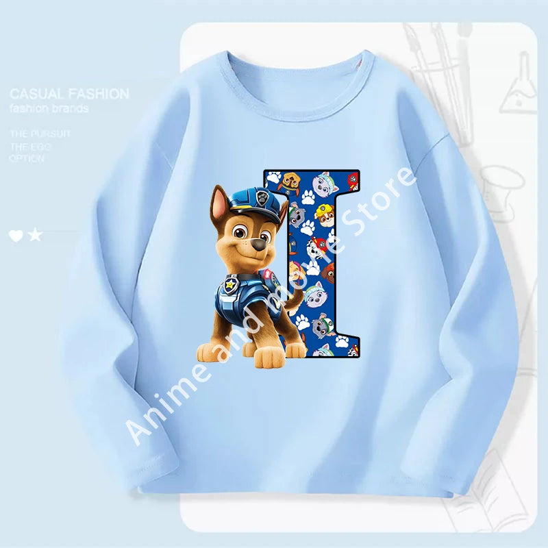 Paws Patrols Chases Child Long Sleeve Boys T-shirt Children Casual Clothing Cartoon Cute Printed Sweatshirt Anime New Kids Gifts