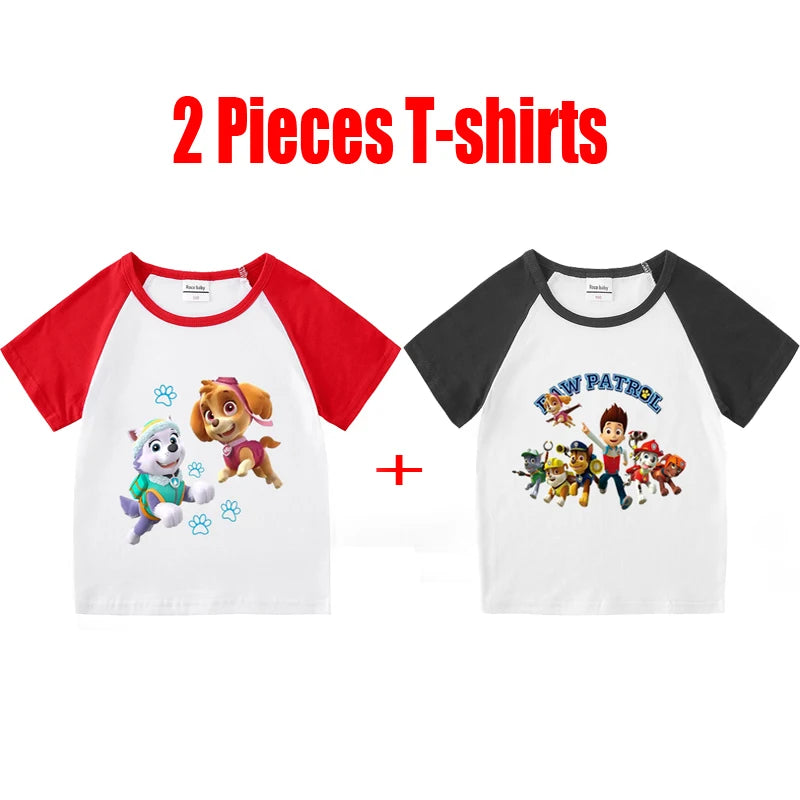 Children's PAW Patrol T-Shirt Kids Clothes Boys Girls Summer Cartoon Tops Short Sleeve Clothes 100% Cotton Baby Clothing