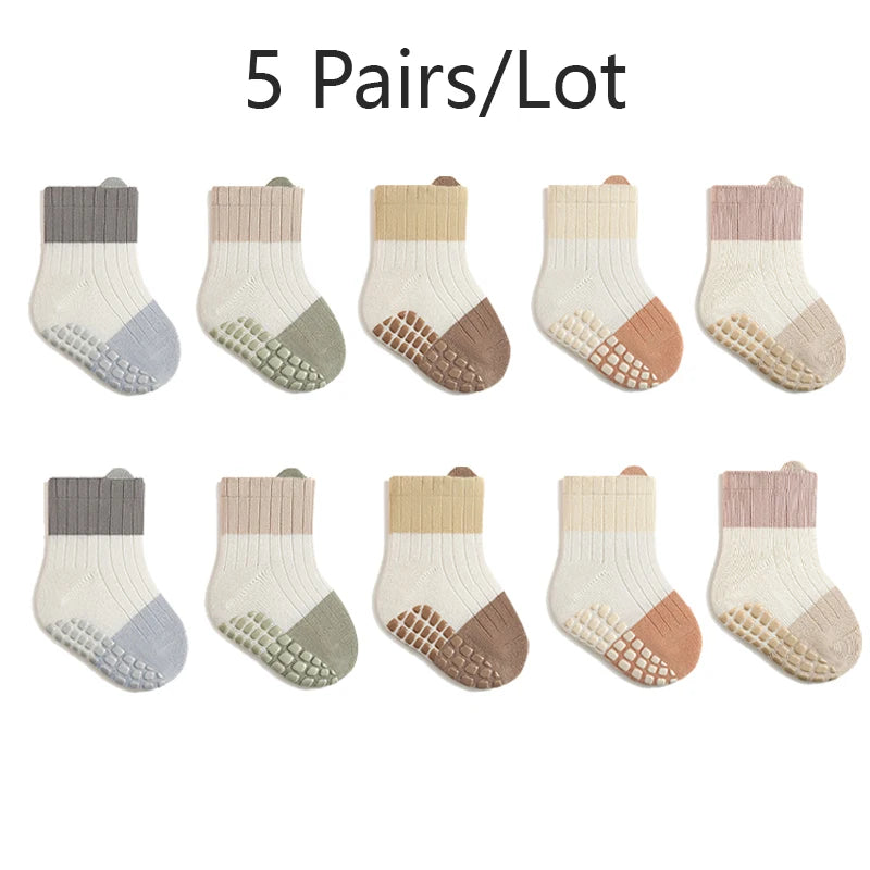 5/3 Pair Anti-Slip Baby Socks For Newborn Babies Anti-slip Socks For Children Comfortable Fit Socks For Baby Accessories Newborn