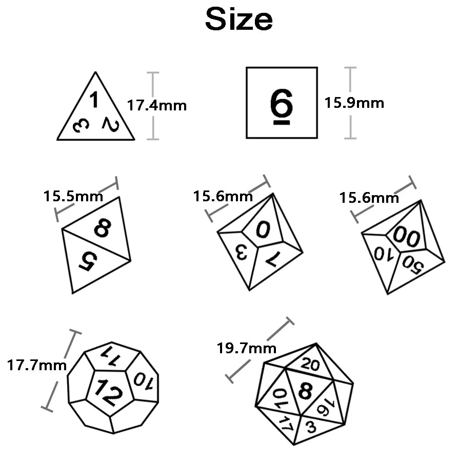 Polyhedral Multi-Color Game Dice 7pcs/set for DNDGame Dungeon Dragons Table Board Roll Playing Games
