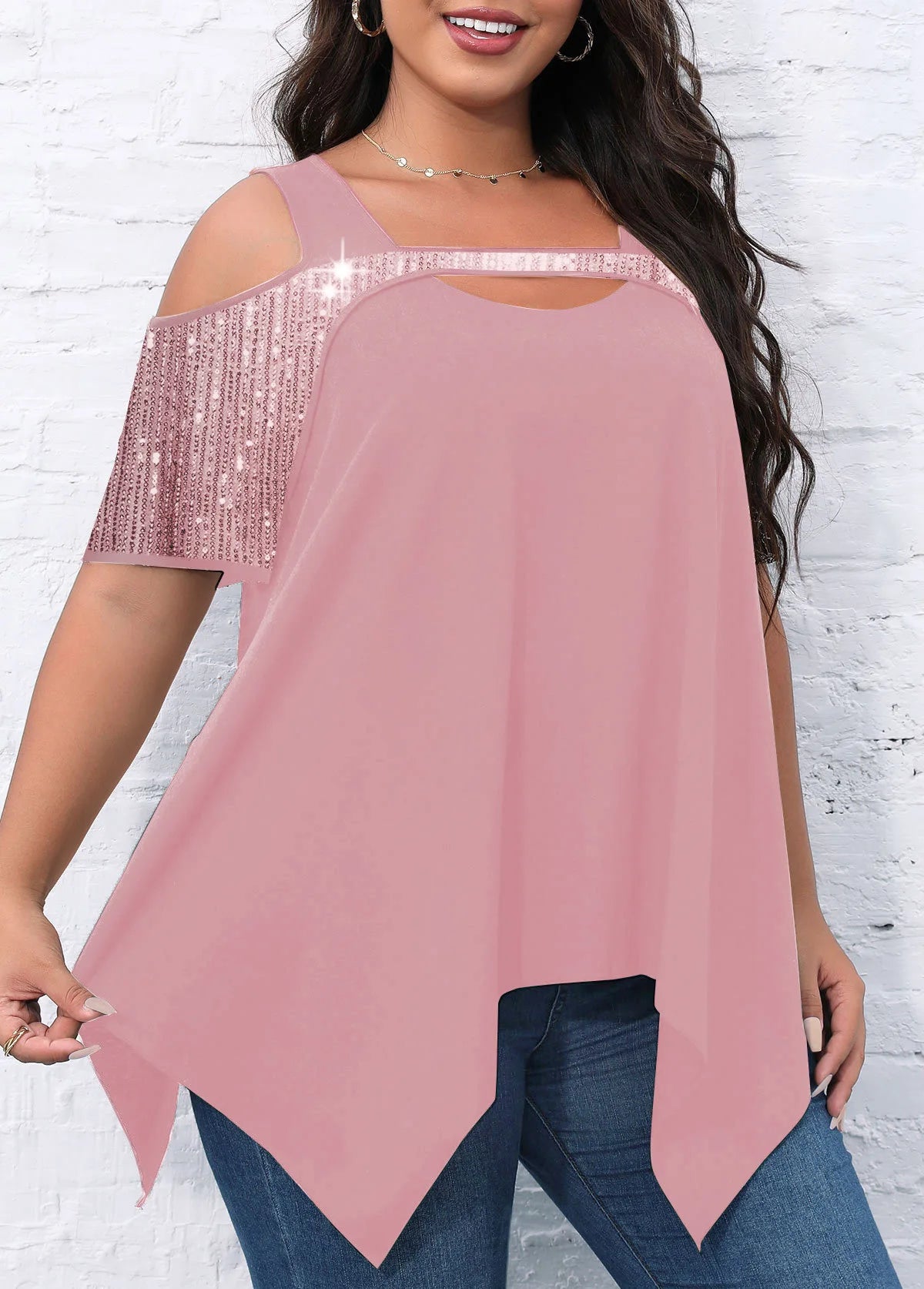 Fashion Women Sexy Shirts Vintage Summer Big Large Beads Hole Ruffles Tees Blouse Top Loose Casual Short Sleeve Tops S-6XL