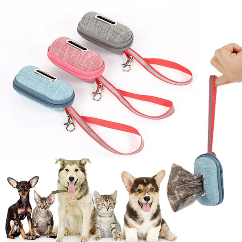1/5pcs Canvas Dog Poop Bag Holder Outdoor Pet Waste Bag Dispenser with Carabiner Clip Animal Waste Collection Pouch